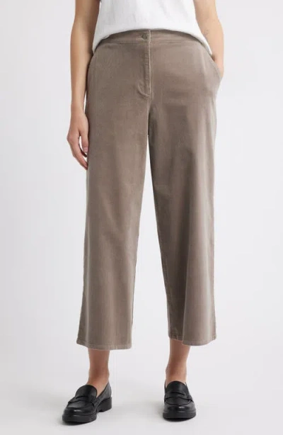 Eileen Fisher Wide Leg Crop Corduroy Pants In Gray
