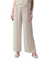 Eileen Fisher Crushed Velvet Ankle Wide Leg Pants In Almond