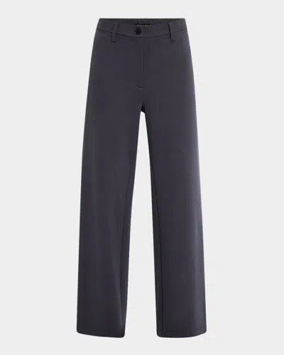 Eileen Fisher Wide-leg Flex Ponte Trousers In Ebony