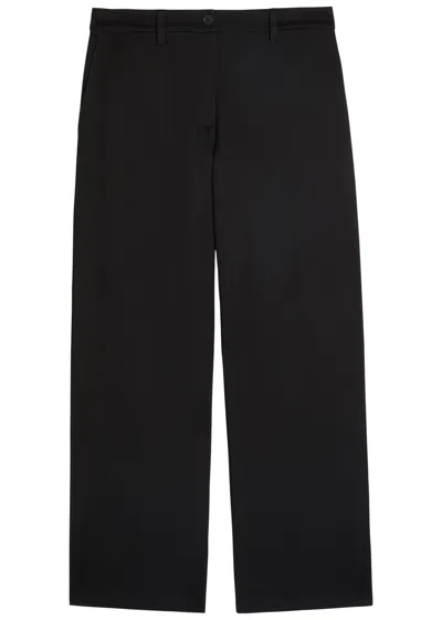 Eileen Fisher Wide-leg Jersey Trousers In Black