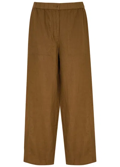 Eileen Fisher Wide-leg Linen Trousers In Bronze