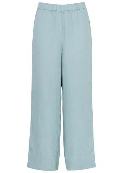 Eileen Fisher Wide-leg Linen Trousers In Light Blue
