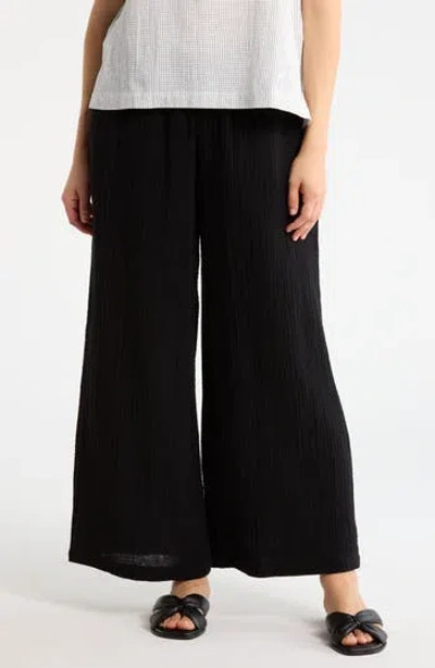 Eileen Fisher Wide Leg Organic Cotton Ankle Pants In White