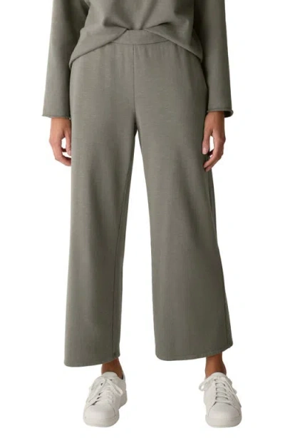 Eileen Fisher Wide Leg Organic Cotton Terry Pants In Gray