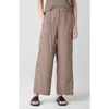 Eileen Fisher Wide Leg Organic Linen Ankle Pants In Cocoa