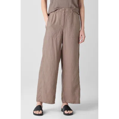 EILEEN FISHER EILEEN FISHER WIDE LEG ORGANIC LINEN ANKLE PANTS