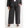 Eileen Fisher Wide Leg Organic Linen Ankle Pants In Graphite