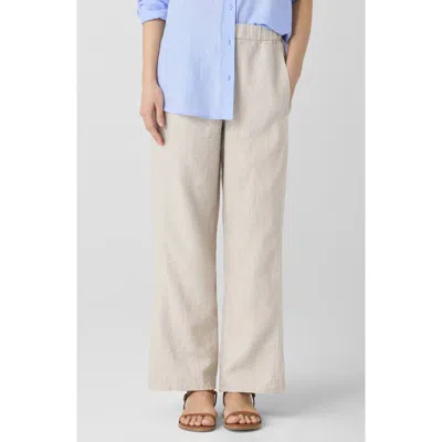 Eileen Fisher Wide Leg Organic Linen Ankle Pants In Unnat
