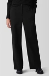 Eileen Fisher Washable Flex Ponte Wide Trouser Pants In Black In Black