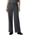 Eileen Fisher Wide-leg Flex Ponte Trousers In Ebony