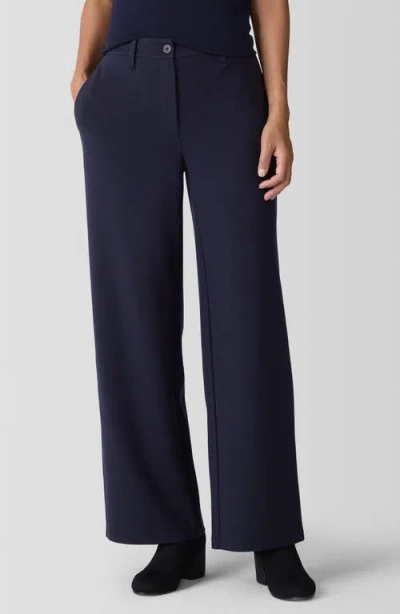 Eileen Fisher Straight-leg Washable Flex Ponte Trousers In Ink