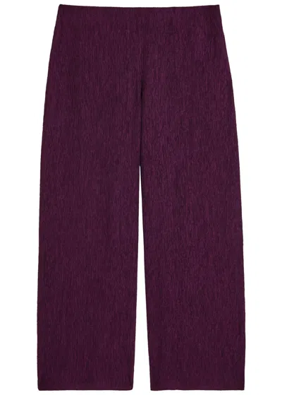 Eileen Fisher Wide-leg Plissé Trousers In Purple