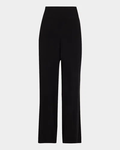 Eileen Fisher Wide-leg Stretch-jersey Trousers In Black