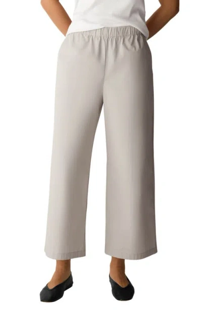 Eileen Fisher Wide Leg Stretch Organic Cotton Ankle Pants In Brown