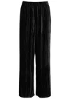 Eileen Fisher Wide-leg Velvet Trousers In Black