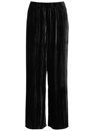 Eileen Fisher Wide-leg Velvet Trousers In Black
