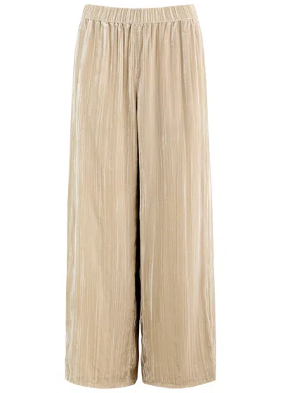 Eileen Fisher Wide-leg Velvet Trousers In Cream