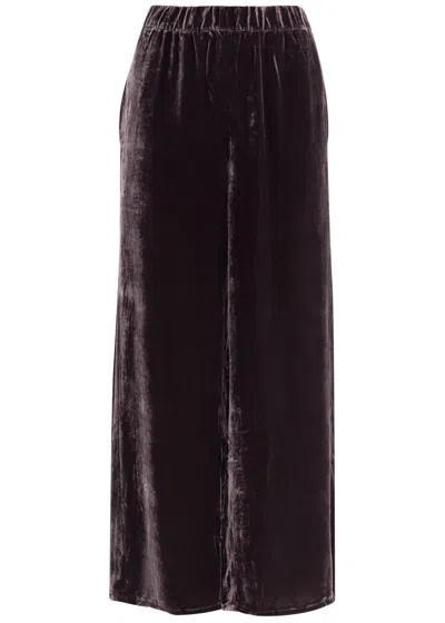 Eileen Fisher Wide-leg Velvet Trousers In Dark Purple