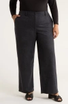 Eileen Fisher Wide Leg Virgin Wool Pants In Black