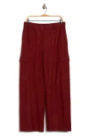 Eileen Fisher Wide Leg Wool Cargo Pants In Red