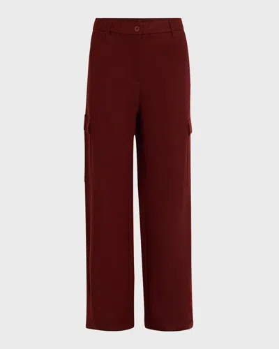 Eileen Fisher Wide-leg Wool Jersey Cargo Pants In Redwood