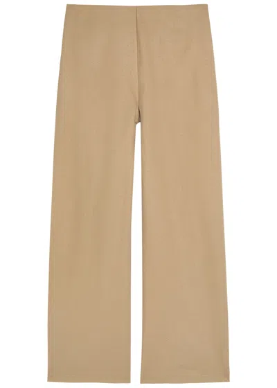 Eileen Fisher Wide-leg Wool Trousers In Brown