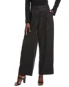 Eileen Fisher Pleated Front Linen Wide Leg Pant In Black