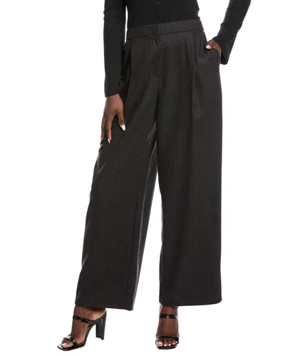 Eileen Fisher Wide Pleated Wool Pant In Black