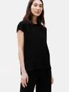 Eileen Fisher Wide Rib Stretch Crew Neck Top In Black