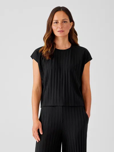 Eileen Fisher Wide Rib Stretch Square Top In Black