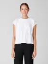 Eileen Fisher Wide Rib Stretch Square Top In White