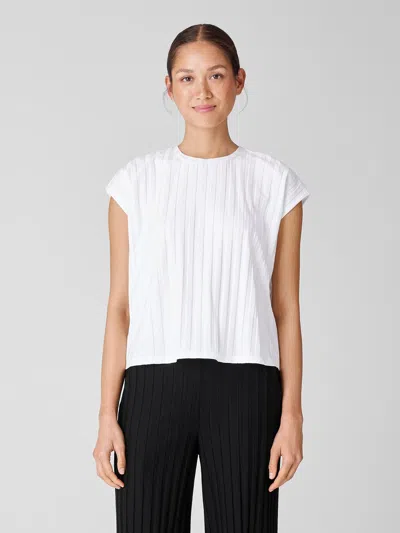 Eileen Fisher Wide Rib Stretch Square Top In White