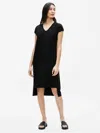 Eileen Fisher Wide Rib Stretch V-neck Dress In Black