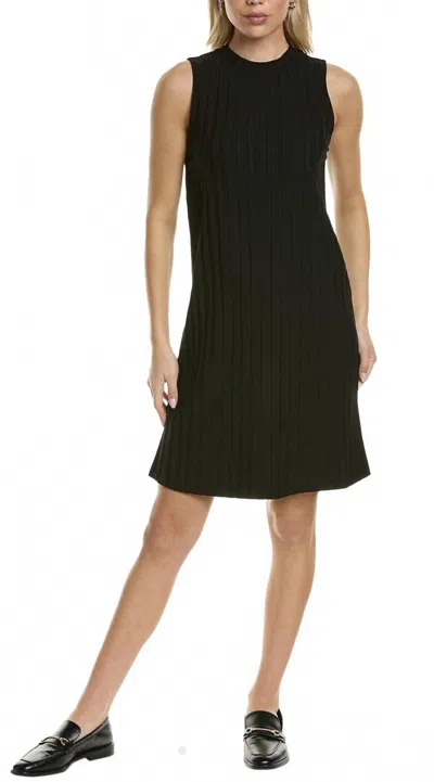EILEEN FISHER WIDE STRETCH RIB MOCKNECK MINI DRESS IN BLACK