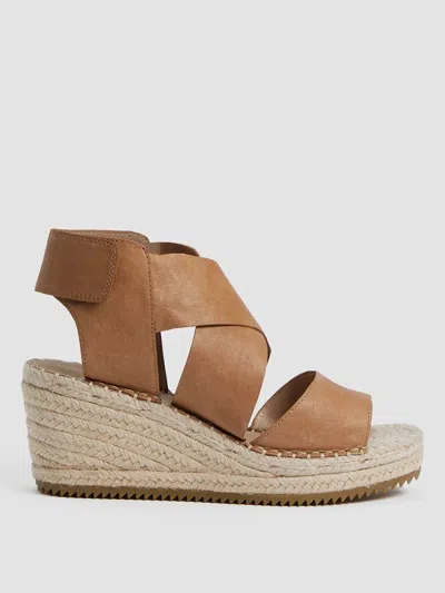 Eileen Fisher Willow Tumbled Leather Wedge Espadrille In Animal Print