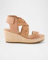 Eileen Fisher Willow Woven Crisscross Wedge Espadrilles In Sand