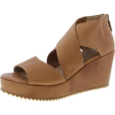 Eileen Fisher Witty Womens Zipper Faux Leather Wedge Heels In Pink