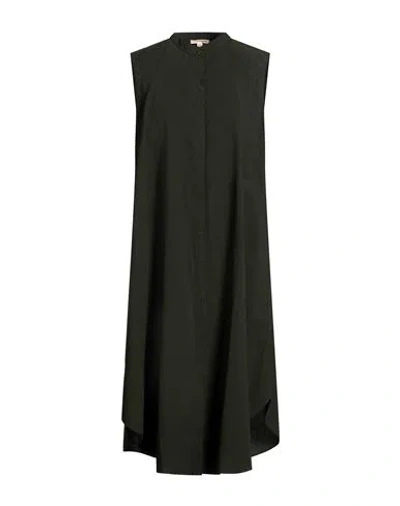 Eileen Fisher Woman Midi Dress Dark Green Size L Organic Cotton In Black