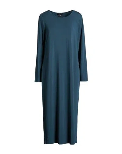Eileen Fisher Woman Midi Dress Deep Teal Size M Tencel, Elastane In Blue