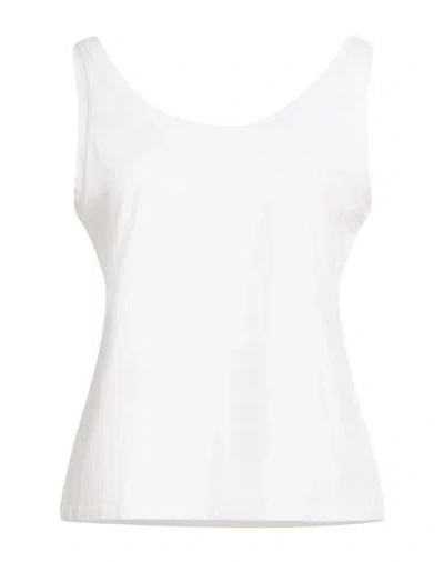 Eileen Fisher Woman Tank Top White Size M Organic Cotton, Elastane