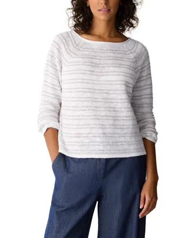 Eileen Fisher Women's Bateau Neck Textured Sweater In White
