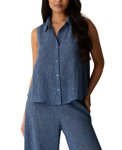 Eileen Fisher Women's Classic Collar A-line Sleeveless Shirt, Regular And Plus In Brown