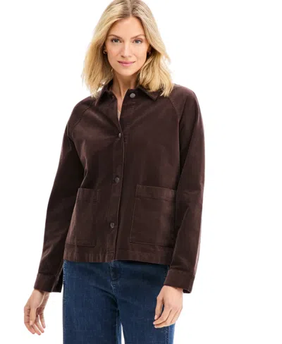 Eileen Fisher Women's Classic Collar Corduroy Button-front Jacket In Brown