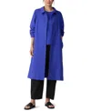 Eileen Fisher Light Cotton Nylon Classic Collar Coat In Blue