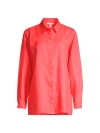 Eileen Fisher Women's Classic Collar Linen Easy Shirt In Watermelon