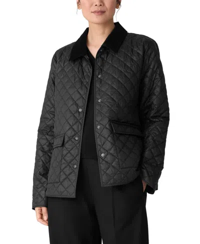 Eileen Fisher Women's Classic Collar Quilted Jacket In Black