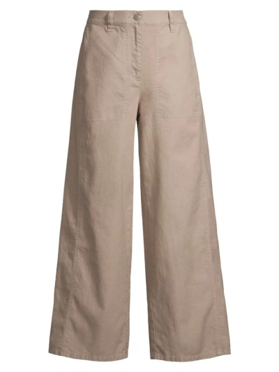 Eileen Fisher Women's Cotton-blend Wide-leg Pants In Briar