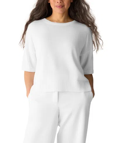 Eileen Fisher Women's Crew Neck Pull-on Top In White