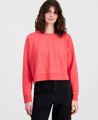 Eileen Fisher Women's Crewneck Drop-shoulder Cotton Sweatshirt In Red