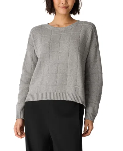Eileen Fisher Check Cotton And Cashmere-blend Jumper In Gray